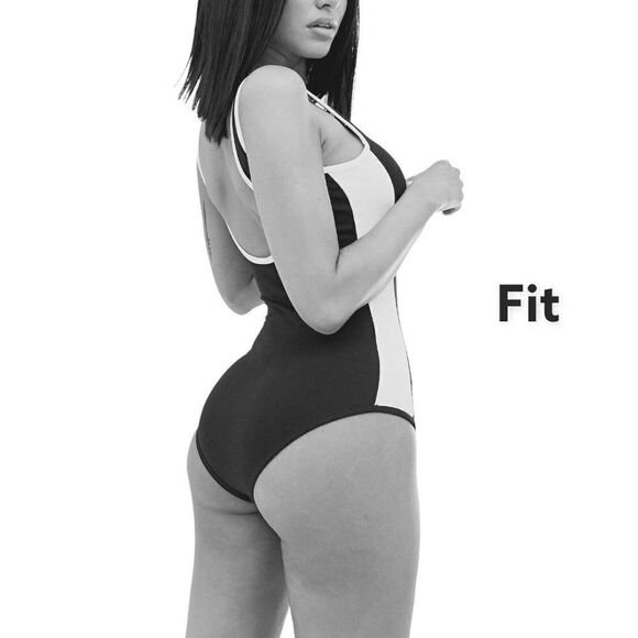 Puma Classic‎ Bodysuit Scoop Back Blue Black Casual Sporty - Picture 5 of 12